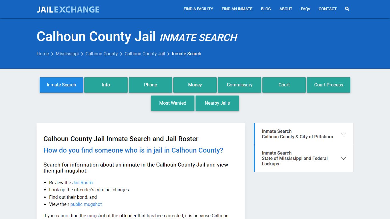 Inmate Search: Roster & Mugshots - Calhoun County Jail, MS